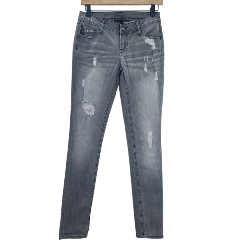 Genetic Denim Size 25 The Shane Distressed Skinny Denim Grey Jeans